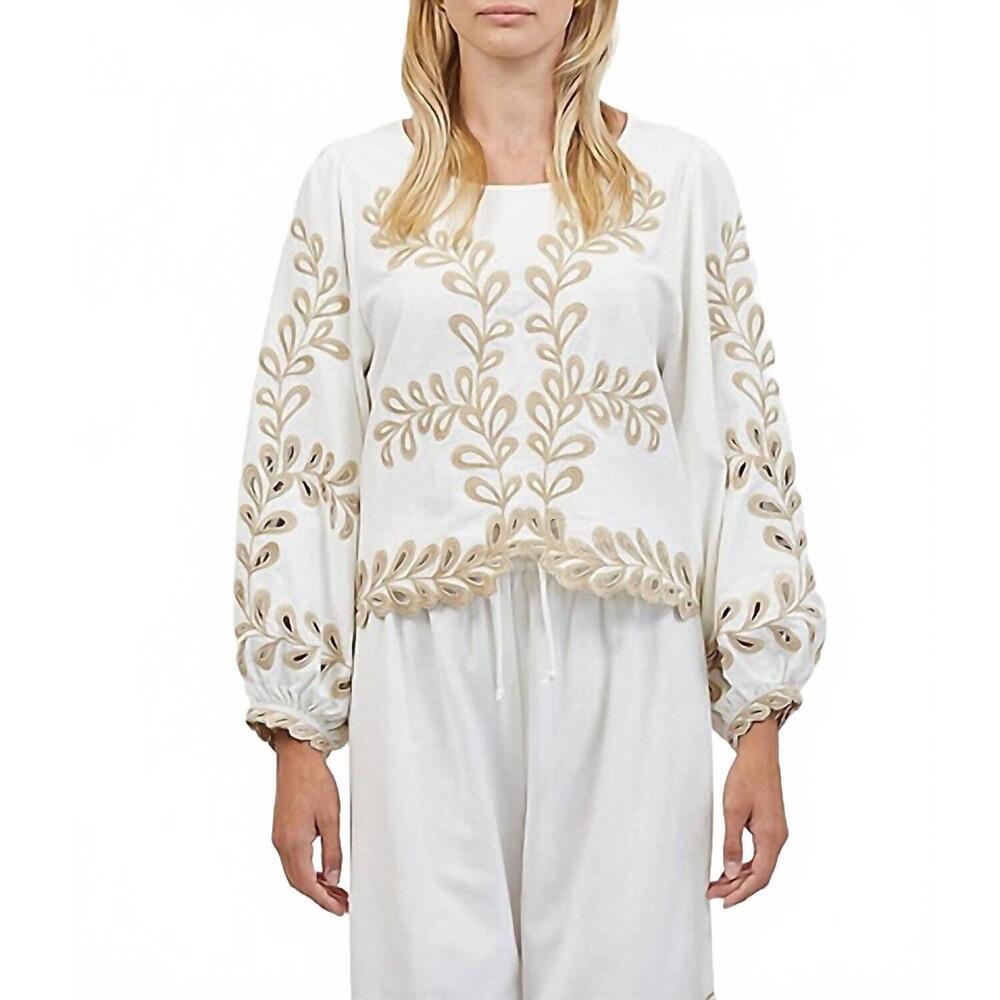 NEW A.REN felicity embroidered top in off white